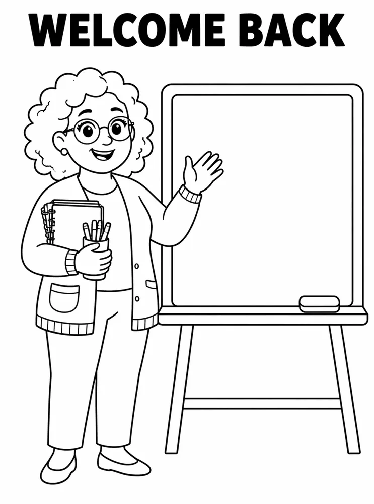 Welcome Back to School Welcome Back Chalkboard printable coloring page