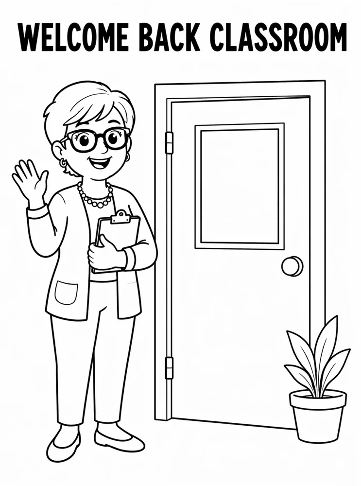 Welcome Back to School Welcome Back Classroom Door printable coloring page