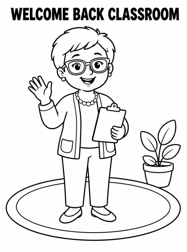 Welcome Back to School Welcome Back Classroom Rug printable coloring page