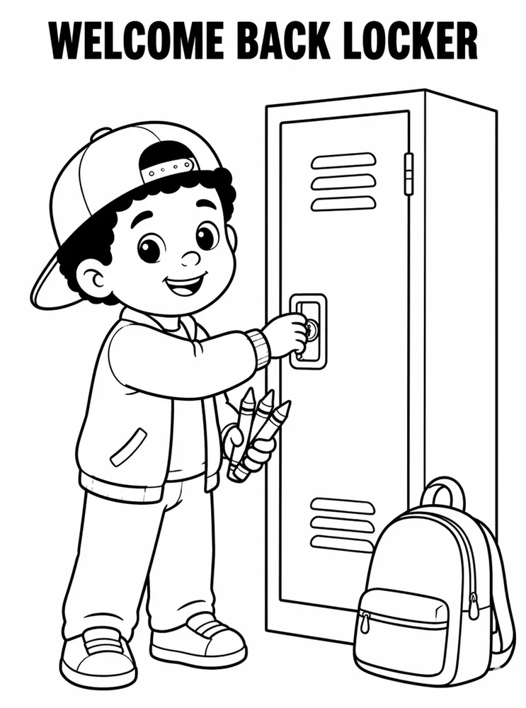 Welcome Back to School Welcome Back Locker Row printable coloring page