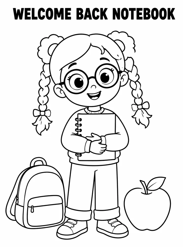 Welcome Back to School Welcome Back Notebook Cover printable coloring page