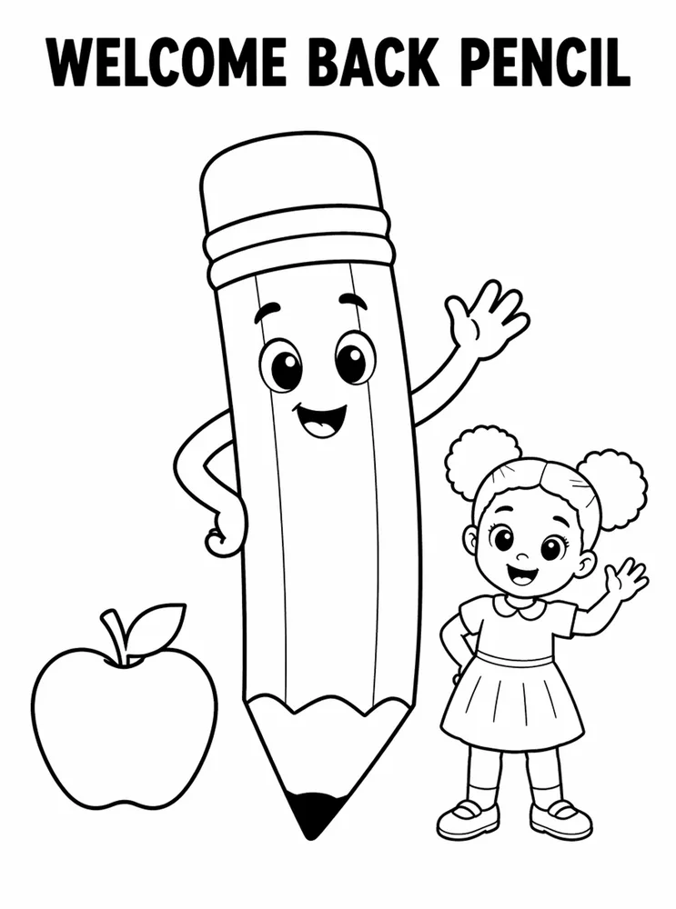 Welcome Back to School Welcome Back Pencil Border printable coloring page