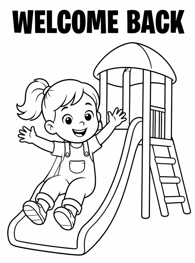 Welcome Back to School Welcome Back Playground Banner printable coloring page