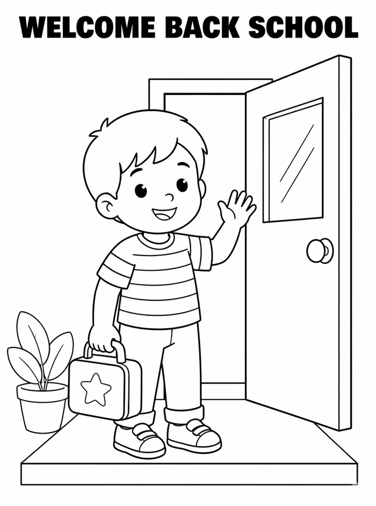 Welcome Back to School Welcome Back School Entrance printable coloring page
