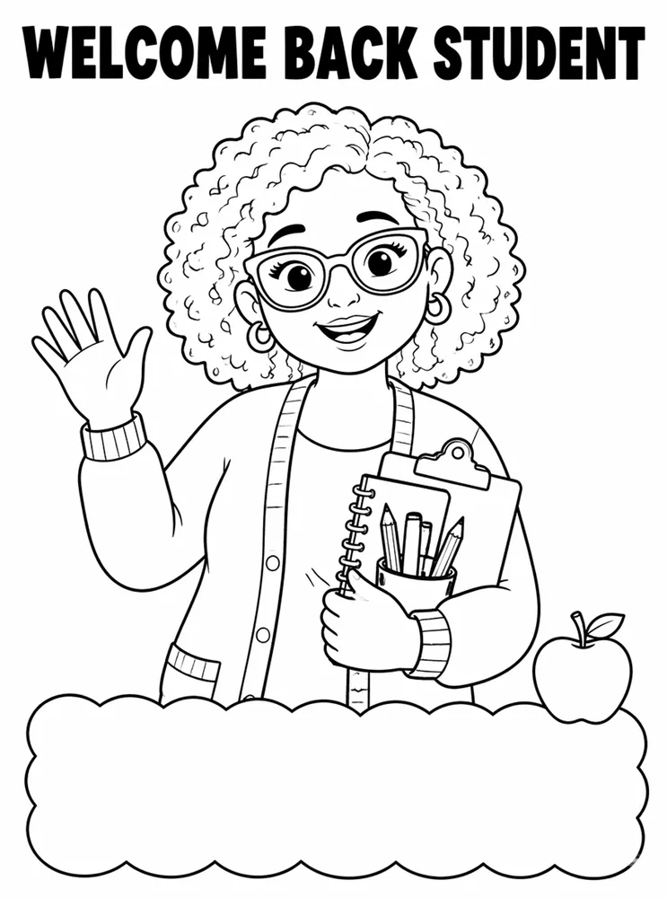 Welcome Back to School Welcome Back Student Nameplate printable coloring page