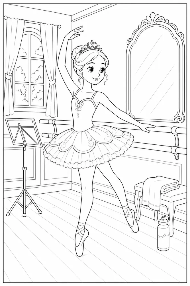 Ballerina Princess Ballerina princess classroom practice coloring page