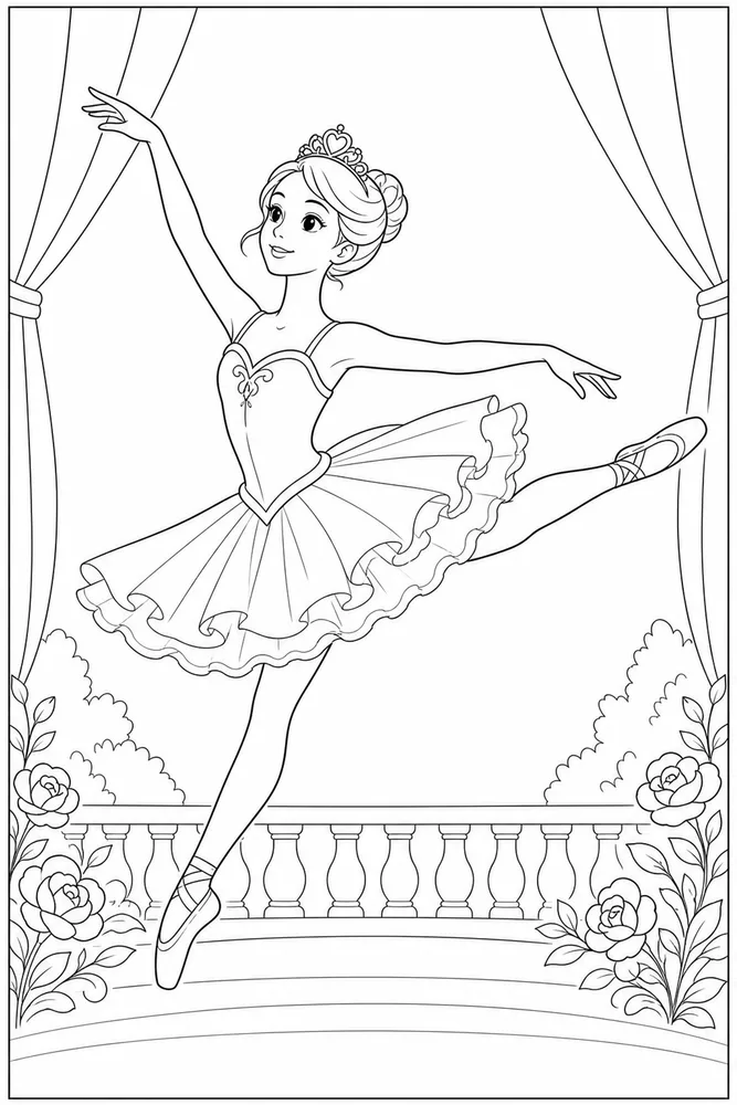 Ballerina Princess Ballerina princess gentle leap coloring page