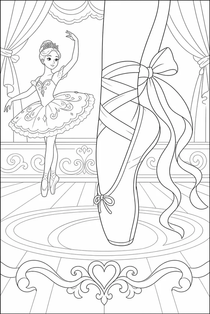 Ballerina Princess Ballerina princess slipper close up coloring page