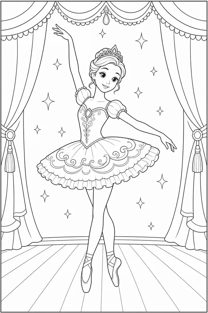 Ballerina Princess Ballerina princess spotlight pose coloring page