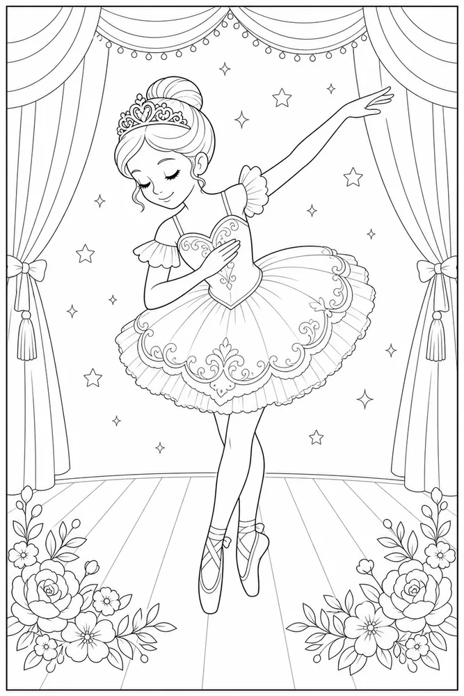 Ballerina Princess Ballerina princess stage bow coloring page