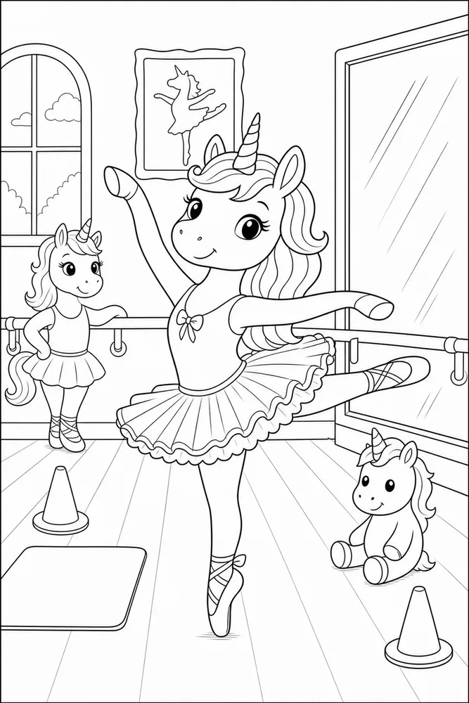 Ballerina Unicorn Ballerina unicorn classroom practice coloring page