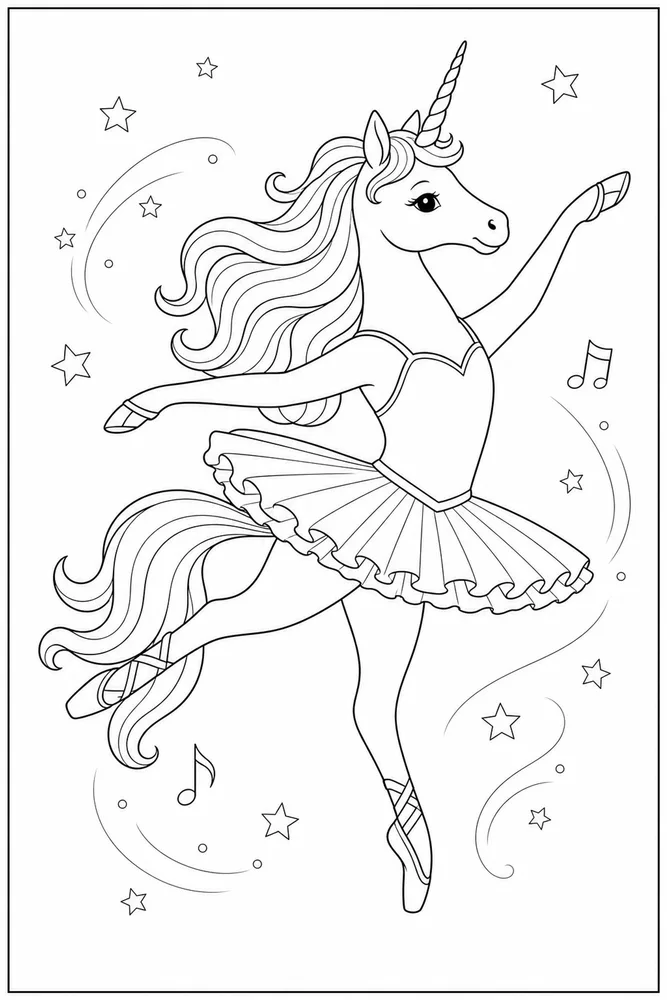 Ballerina Unicorn Ballerina unicorn gentle leap coloring page