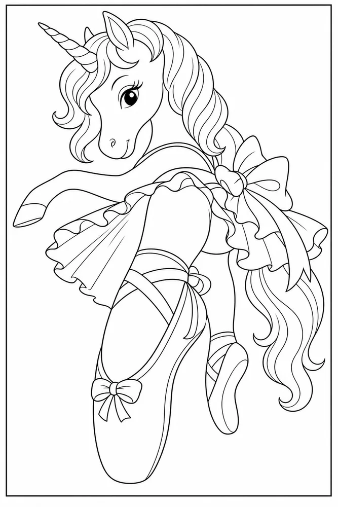 Ballerina Unicorn Ballerina unicorn slipper close up coloring page