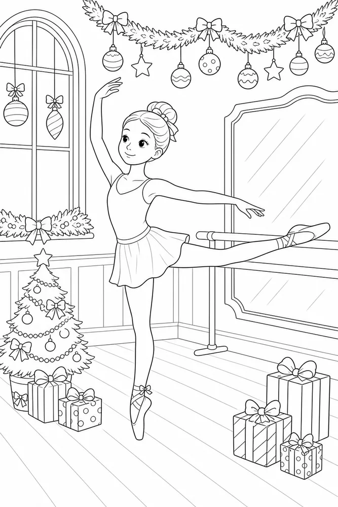 Christmas Ballerina Christmas ballerina classroom practice coloring page