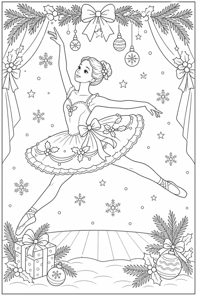 Christmas Ballerina Christmas ballerina gentle leap coloring page