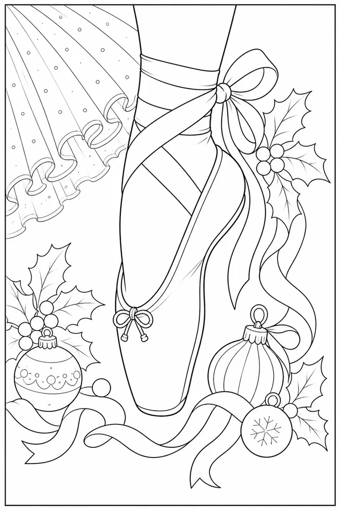 Christmas Ballerina Christmas ballerina slipper close up coloring page