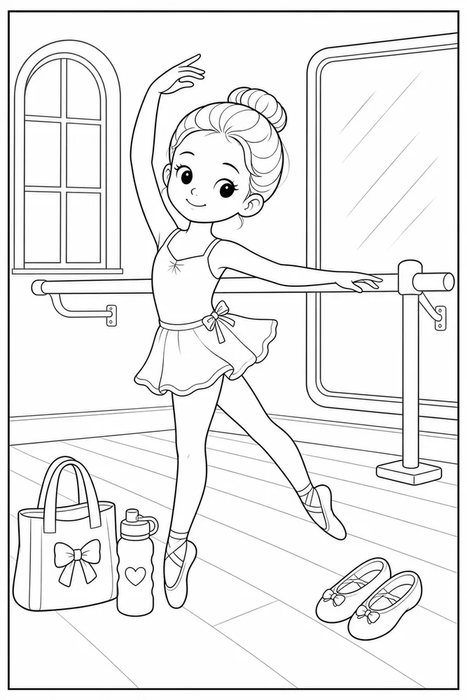 Cute Ballerina Cute ballerina classroom practice coloring page
