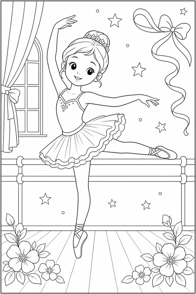 Cute Ballerina Cute ballerina gentle leap coloring page