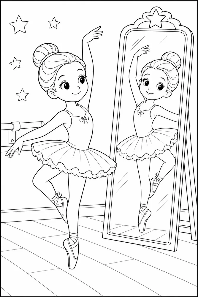 Cute Ballerina Cute ballerina mirror practice coloring page