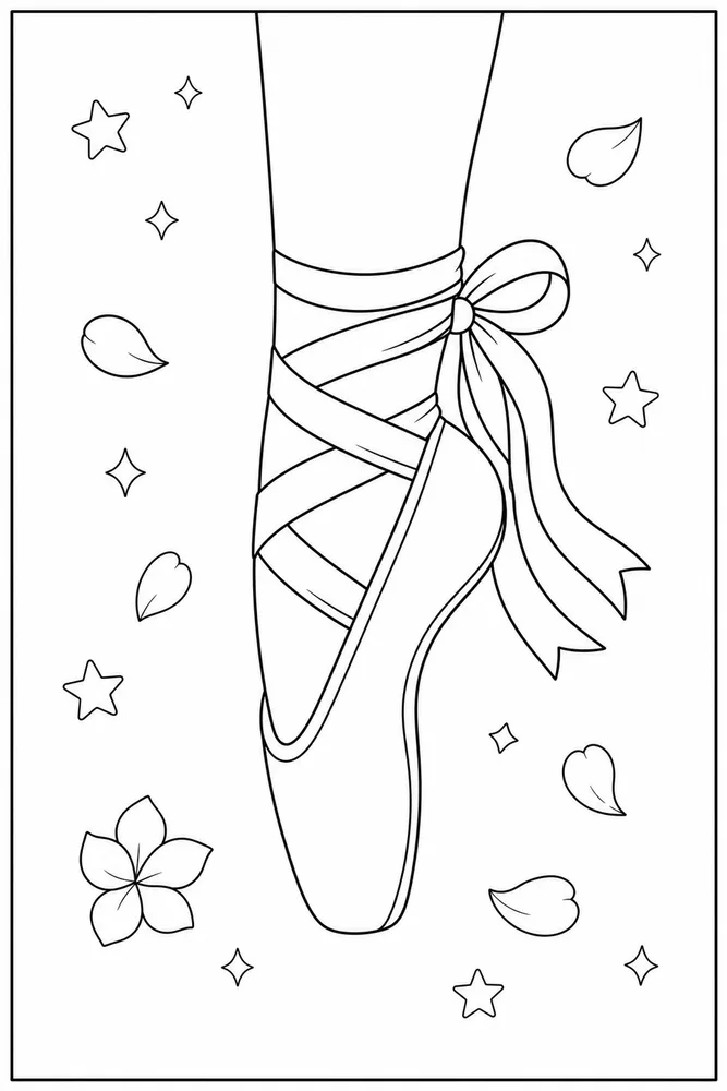 Cute Ballerina Cute ballerina slipper close up coloring page
