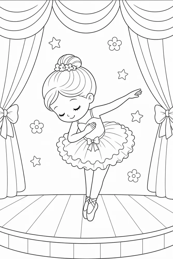 Cute Ballerina Cute ballerina stage bow coloring page