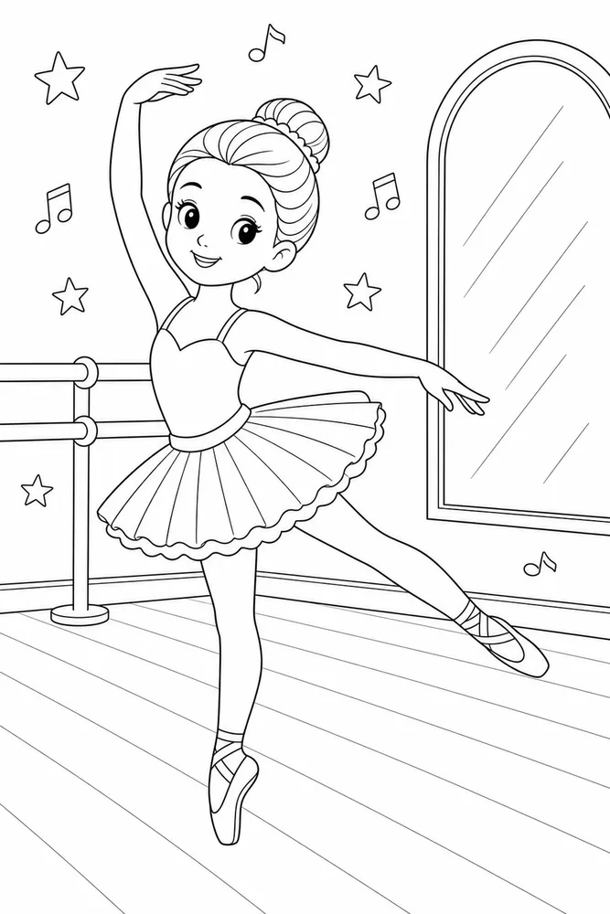 Cute Ballerina Cute ballerina studio pose coloring page