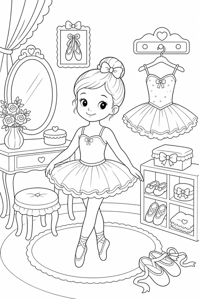 Cute Ballerina Cute ballerina tutu dressing room coloring page