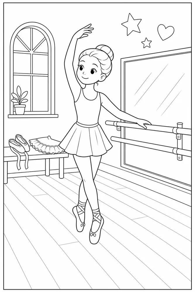 Easy Ballerina Easy ballerina classroom practice coloring page