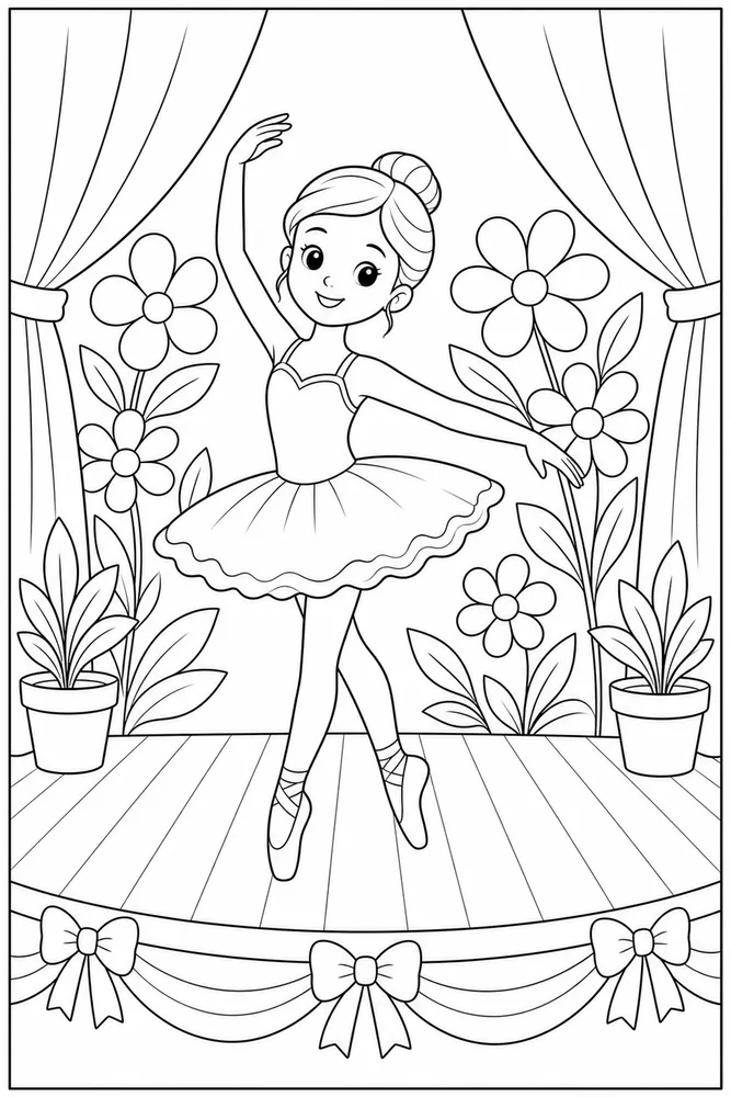 Easy Ballerina Easy ballerina flower recital coloring page