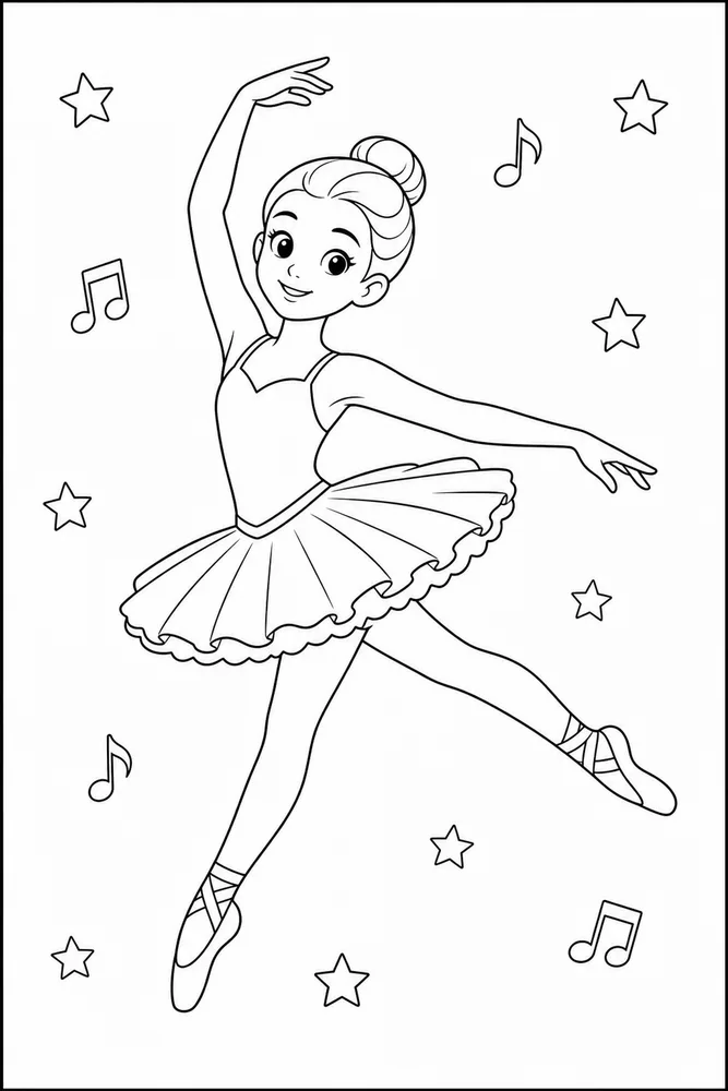 Easy Ballerina Easy ballerina gentle leap coloring page