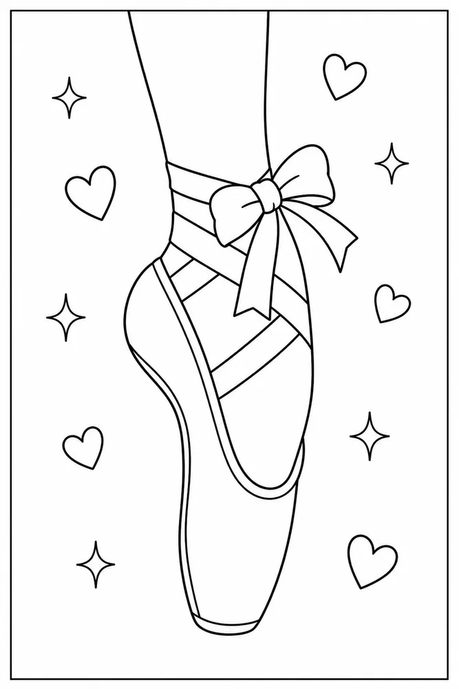 Easy Ballerina Easy ballerina slipper close up coloring page