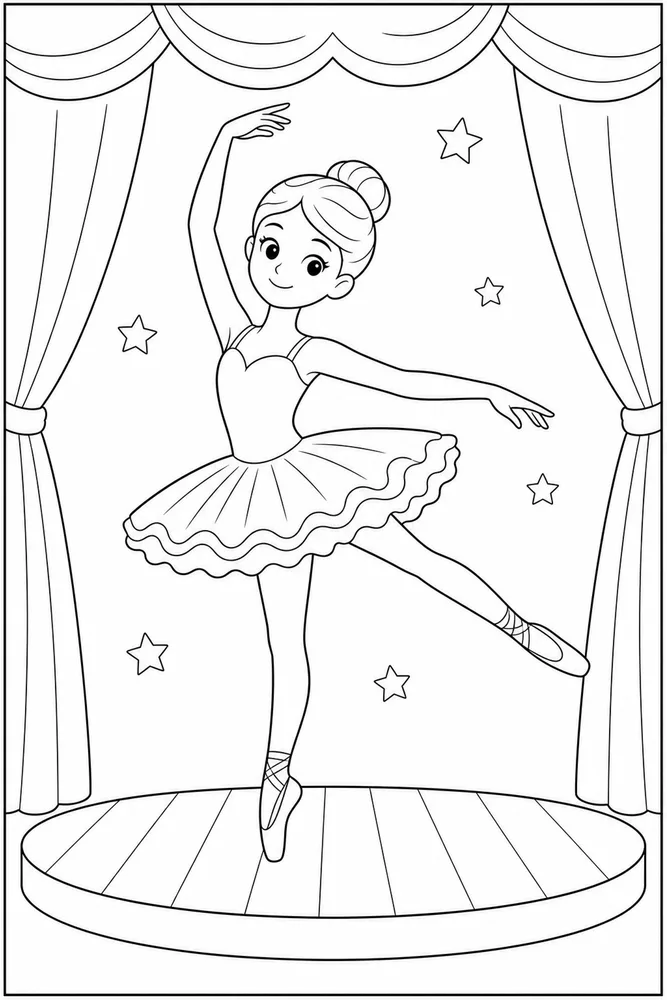 Easy Ballerina Easy ballerina spotlight pose coloring page