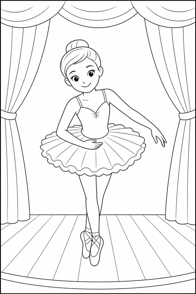 Easy Ballerina Easy ballerina stage bow coloring page