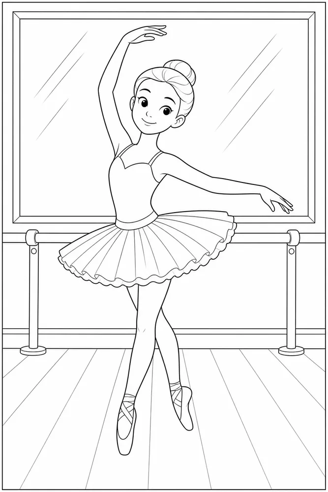 Easy Ballerina Coloring Pages preview: Easy Ballerina Easy ballerina studio pose coloring page