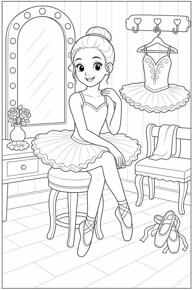 Easy Ballerina Easy ballerina tutu dressing room coloring page