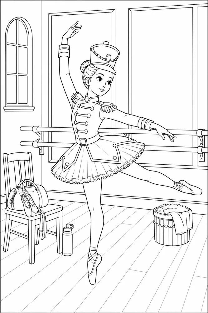 Nutcracker Ballerina Nutcracker ballerina classroom practice coloring page