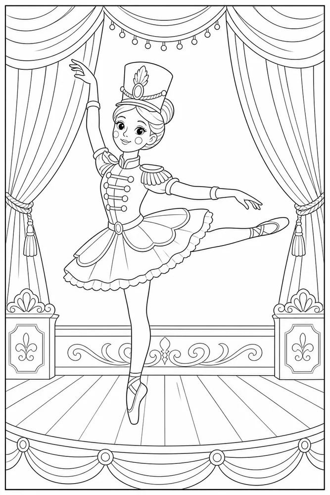 Nutcracker Ballerina Nutcracker ballerina curtain stage coloring page