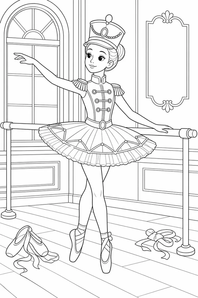 Nutcracker Ballerina Nutcracker ballerina practice barre coloring page