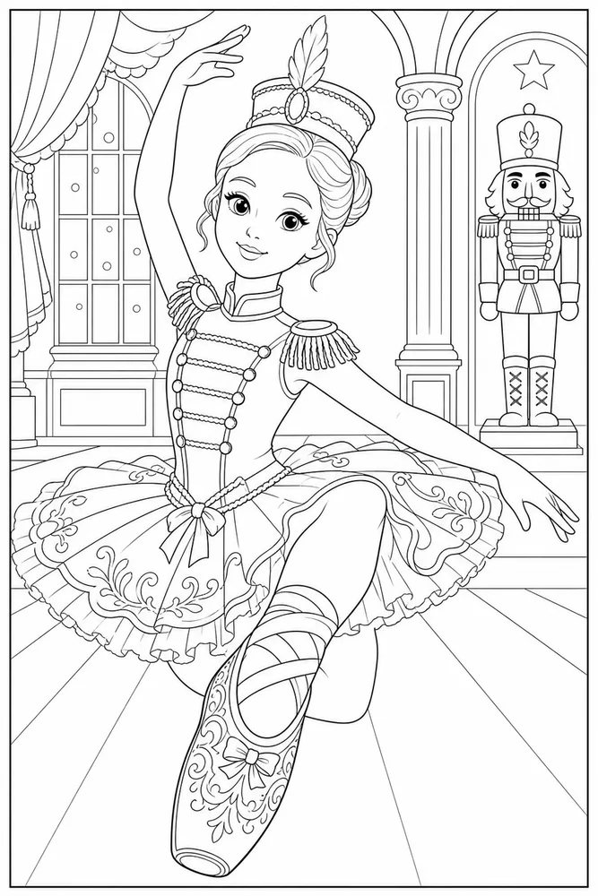 Nutcracker Ballerina Nutcracker ballerina slipper close up coloring page