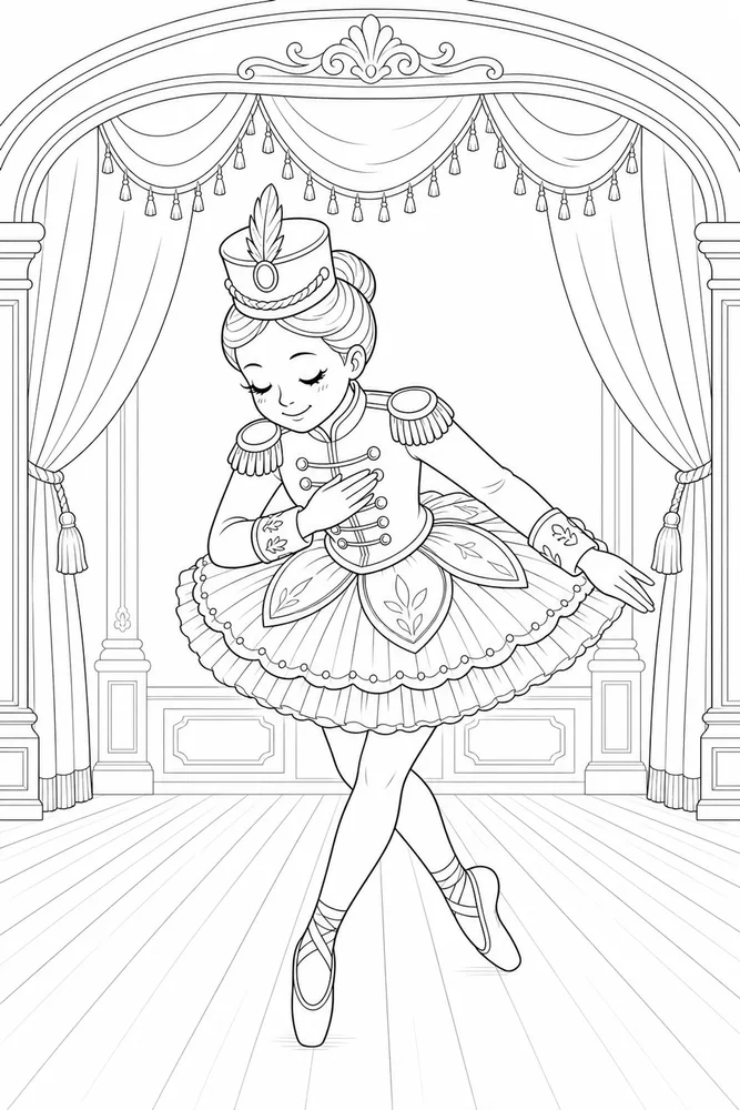 Nutcracker Ballerina Nutcracker ballerina stage bow coloring page