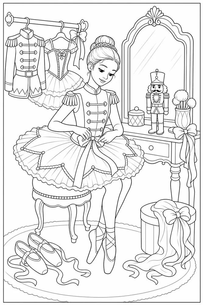Nutcracker Ballerina Nutcracker ballerina tutu dressing room coloring page