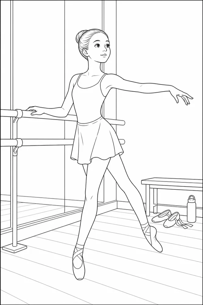 Realistic Ballerina Realistic ballerina classroom practice coloring page