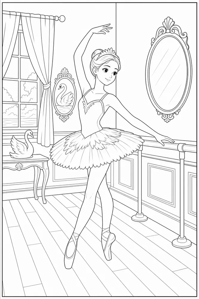 Swan Lake Ballerina Swan lake ballerina classroom practice coloring page