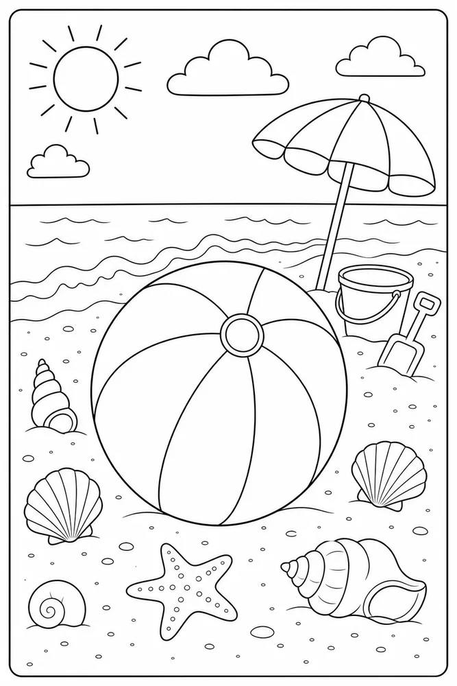 Beach Ball Beach ball shell path coloring page