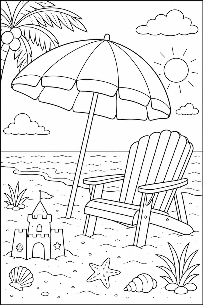 Beach Umbrella Beach umbrella umbrella and chair coloring page