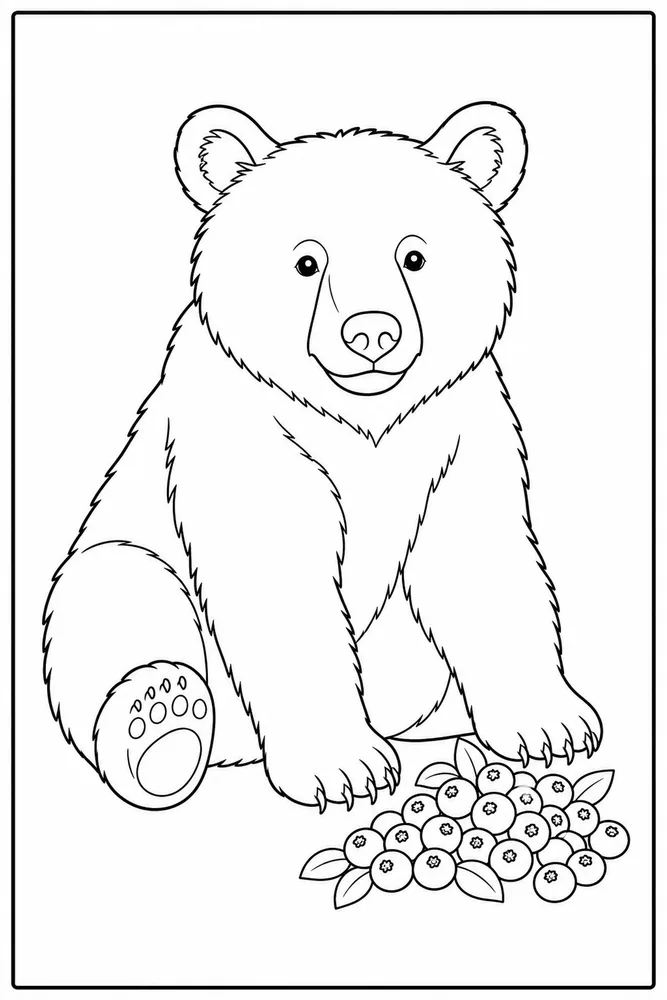 Black Bear Black bear sitting with berries coloring page