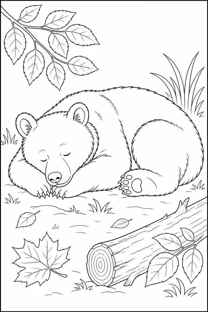 Black Bear Black bear sleeping pose coloring page