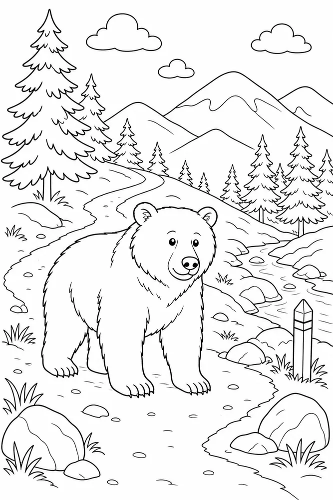 Brown Bear Brown bear mountain trail coloring page