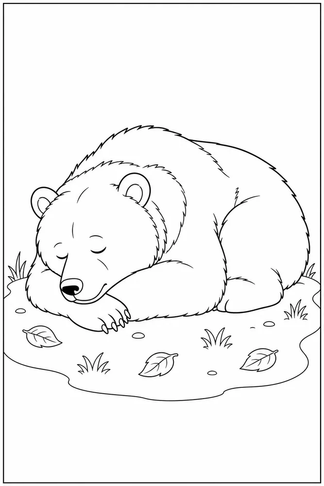 Brown Bear Brown bear sleeping pose coloring page