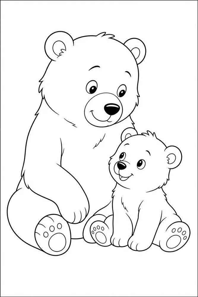 Cute Bear Cute bear parent and cub coloring page